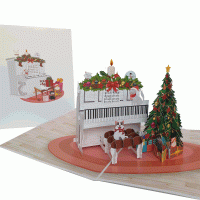 pop-up kerst piano kaart